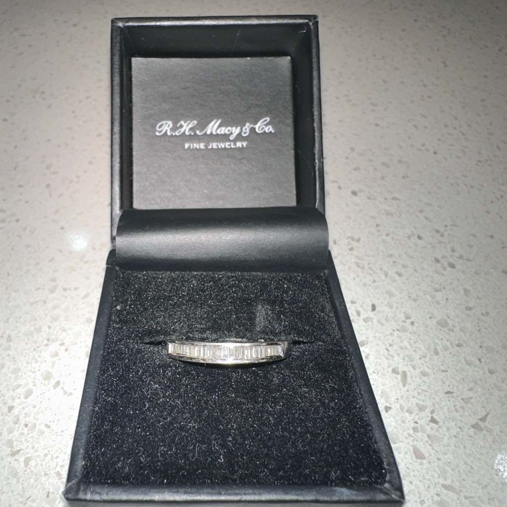 White Gold Stackable Diamond Ring/ Wedding Band - image 6